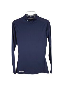 Under Armour Women's Fitted ColdGear Long-Sleeve Mock-Neck Athletic Top Blue Siz